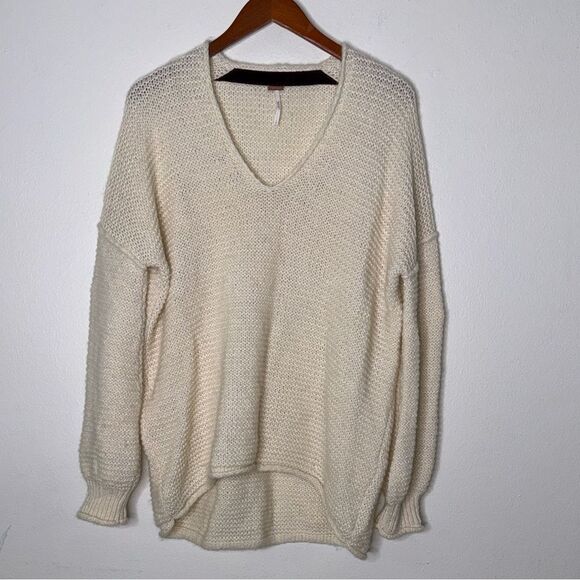 FREE PEOPLE All Mine Alpaca Wool Chunky Slouchy Soft Sweater Ivory Size Small - Picture 3 of 13